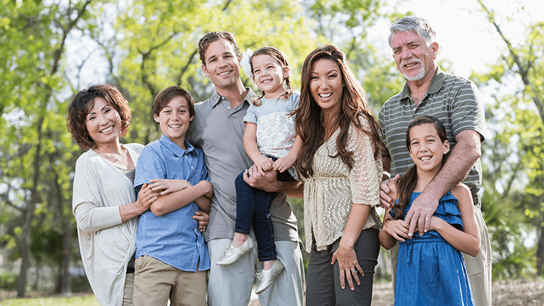 Multi-generational family spending time together.